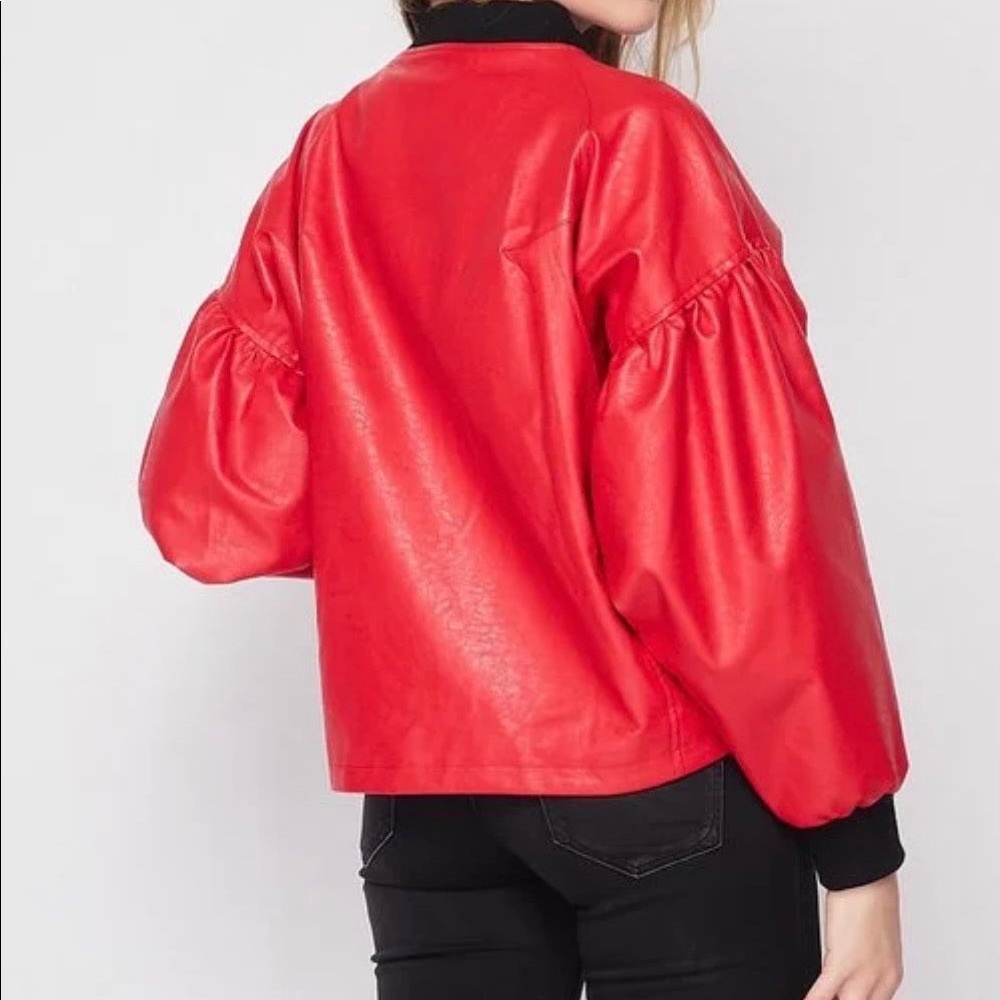 Red Faux Leather Jacket - Picture 2 of 2